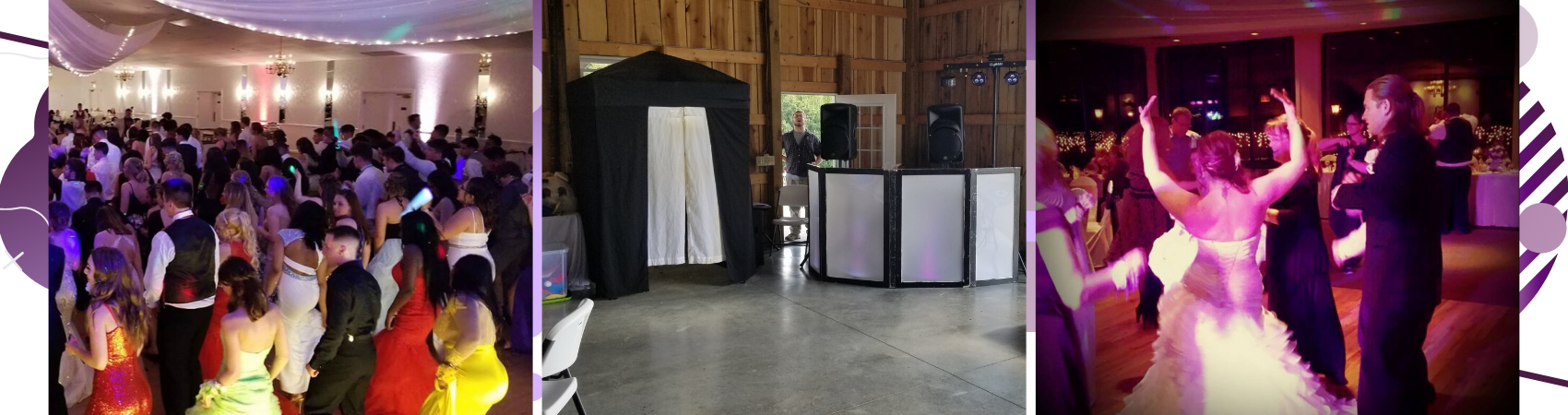Prom Guests Dancing, Photo Booth, Bride and Groom Dancing